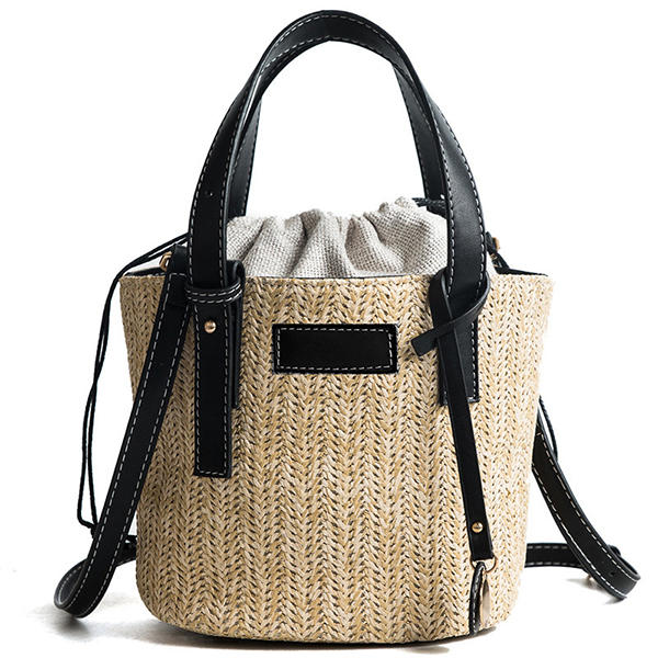 Straw Beach Bag Bucket Handbag Shoulder For Women