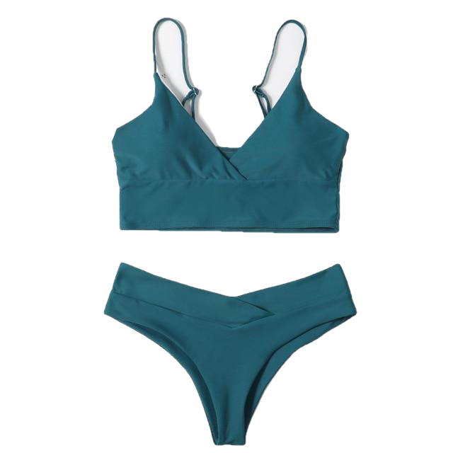 Sexy Women's High Waist Cotton Swimwear Solid Color