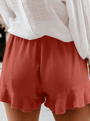 Women Solid Color Elastic High Waist Pocket Shorts