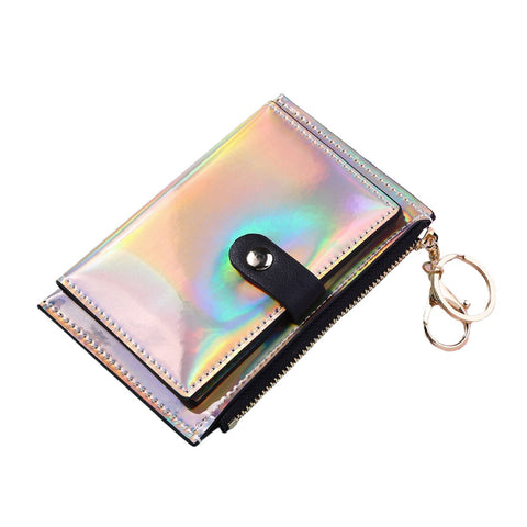 Fashion Women's Mini Zippered Purse With Keychain For Money Credit Card