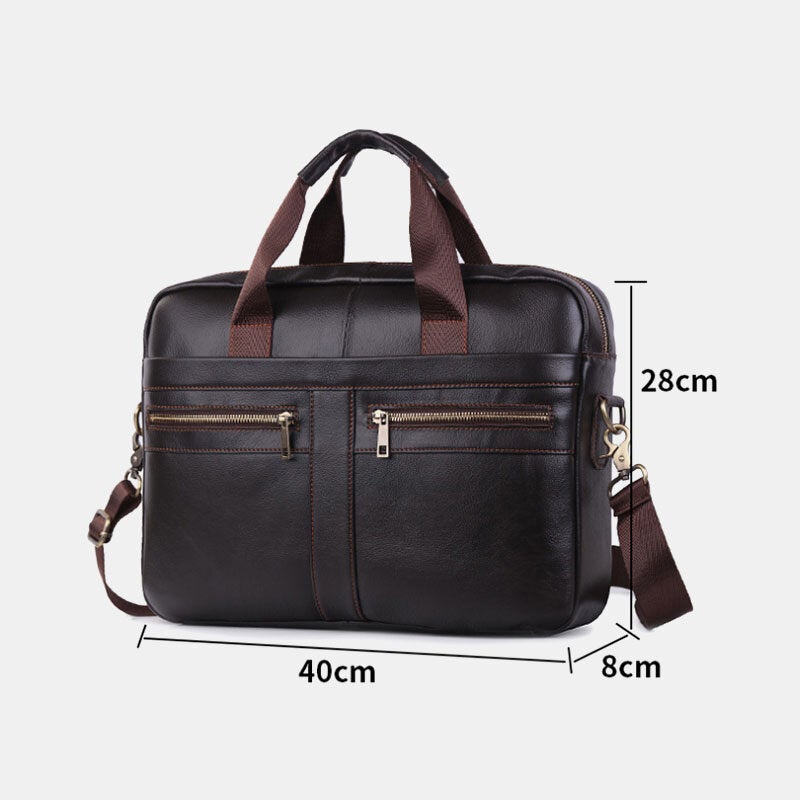 Men's Genuine Leather Multi-Function Travel Handbag & Crossbody Bag