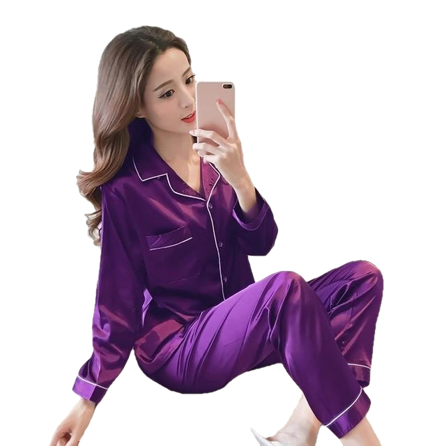 Women's Silk Satin Sleepwear Set - Couple's Two-Piece Pajamas