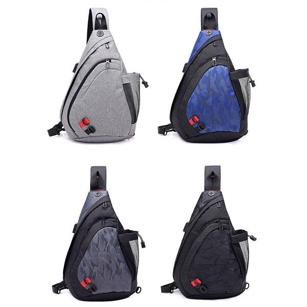 Men's Camouflage Chest Bag with USB Port - Large Capacity Outdoor Crossbody