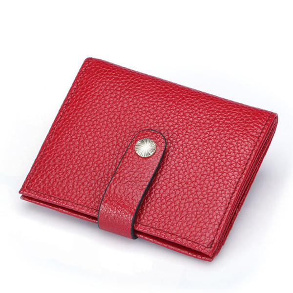 Women Hasp Short Wallets Genuine Leather Purse Card Holder Coin Bags