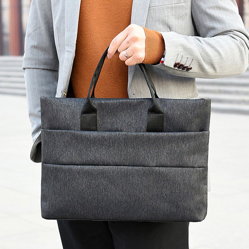 Men's Canvas Multi-layer Casual Business 13.3" Laptop Handbag