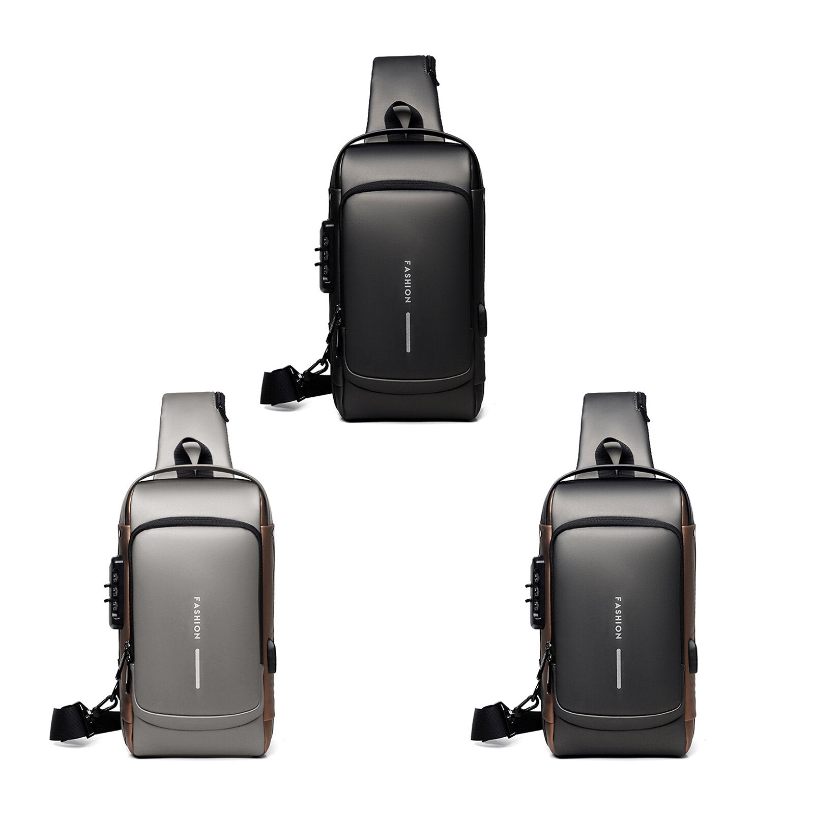 Men Oxford Cloth Anti-theft Lock Large-capacity USB Charging Multifunctional Casual Messenger Bag Chest Bag