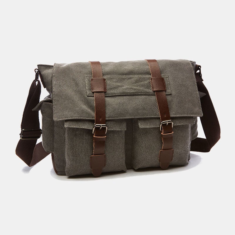 Men's Anti-theft Canvas Crossbody Bag, Large Capacity, Fits 6.3" Phone, Casual Shoulder Bag