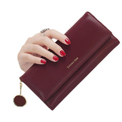 Women Fashion Phone Bag Artificial Leather Multi-functional Long Wallet 9 Card Slots Clutch