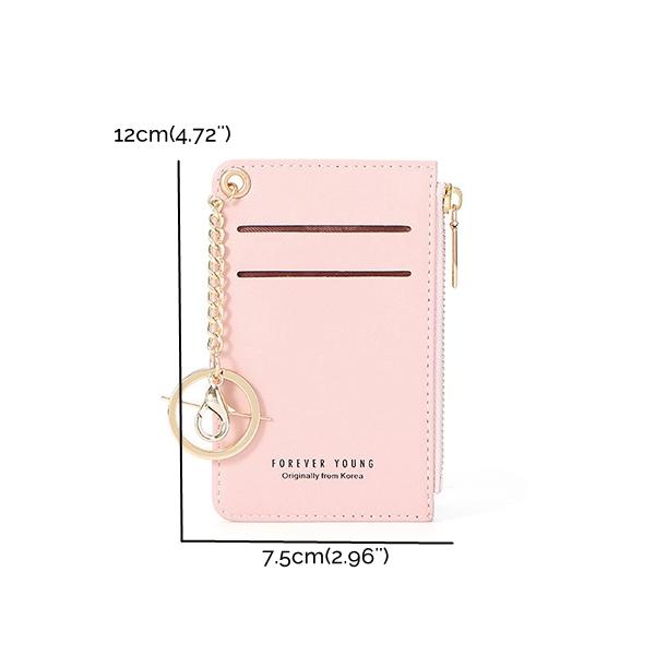 Women Faux Leather Card Holder Small Coins Bag Purse Key Chain