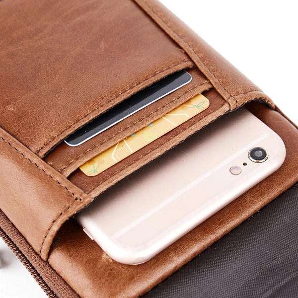 Croc Embossed Leather Phone Pouch Belt Bag for Men - 6in Hip Bum Bag