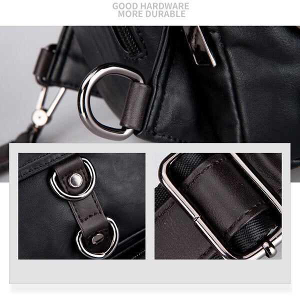 Men's Black Multi-Pocket Crossbody Chest Bag