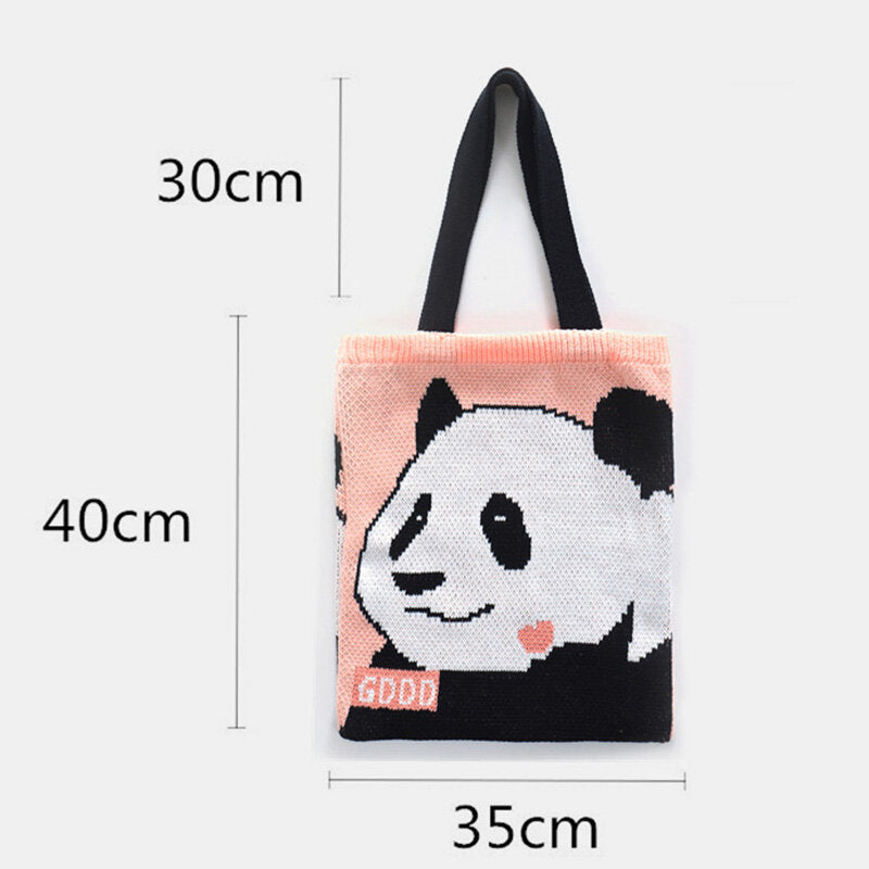 Winter Olympics Beijing  Cute Panda Printing Handbag Polyester Fiber Large Capacity Waterproof Shoulder Bag Shopping