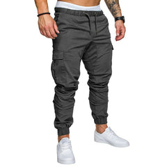 Calça Masculina De Hip Hop Sólido Multi-Pocket Hip Hop