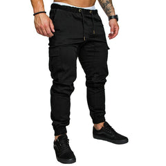 Calça Masculina De Hip Hop Sólido Multi-Pocket Hip Hop