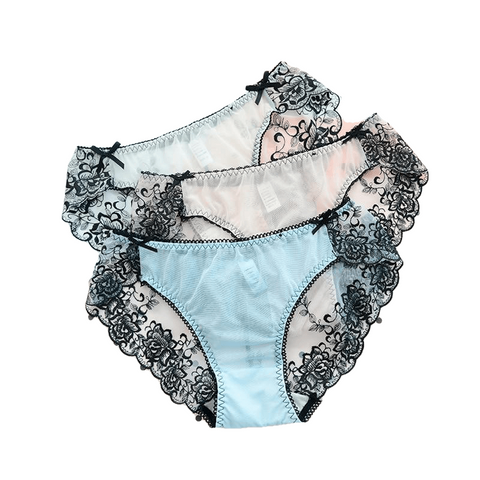 誘惑下着好きの範囲内の継ぎ目のないレース色っぽいネット糸パンティ・ロー・ウエストは、刺繍透明なパンティをひもで縛ります