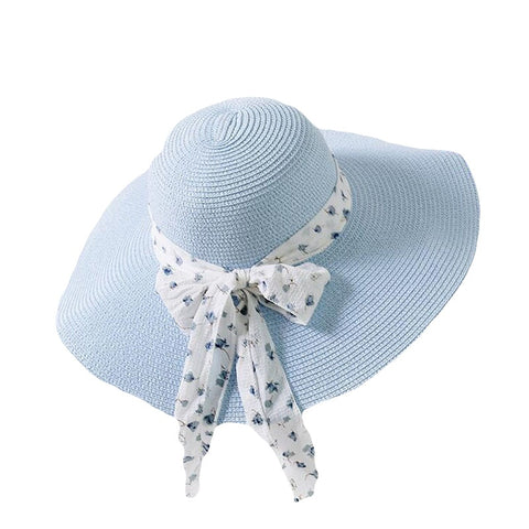 New Summer Female Sun Hat Bow Ribbon Panama Beach Hats For Women Chapeu Feminino Sombrero Floppy Straw