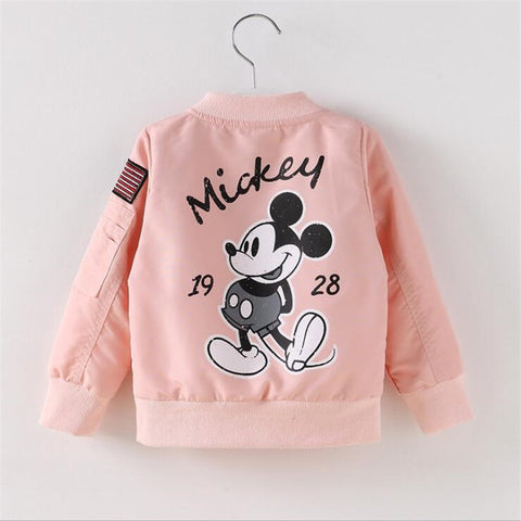 Casual Windproof Kids' Mickey Pattern Denim Jackets