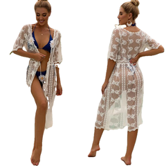 Elegant Stylish Ladies' Beach Cover Up With Kimonos Sleeves Solid Color
