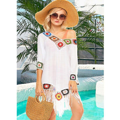 Summer Style Sexy Women's V-neck Long Sleeved Cotton Beach Dress Plus Size