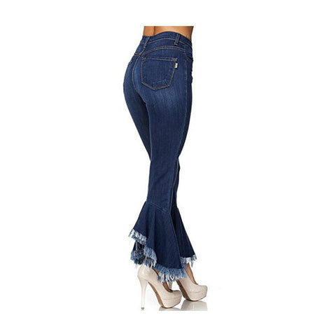Nine-Point Tassel Broad Legs Trim Thin Jeans