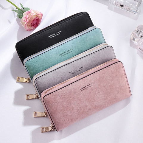 Pu Synthetic Leather Wristband Zipper Closure Casual Wallet