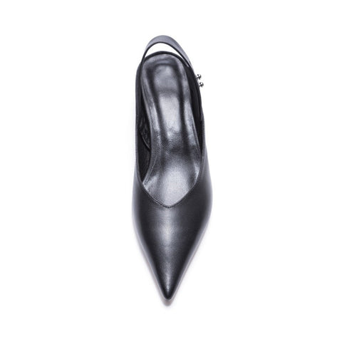 Novos sapatos femininos de dedo do pé pontudo slingback sapatos de salto alto de couro genuíno Sapatos femininos de salto alto estranhos