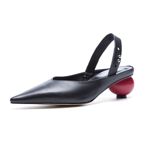 New Pointed Toe Slingback Women Shoes Genuine Leather High Heel Pumps Strange Female