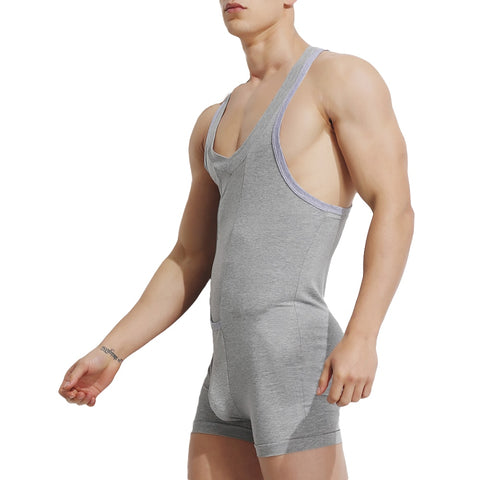 Casual Men Vest Bodysuit One-Piece Shorts Jumpsuit - Sheseelady