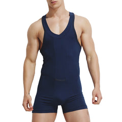 Casual Men Vest Bodysuit One-Piece Shorts Jumpsuit - Sheseelady