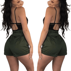 Casual Women A-Line Short Pants New High Waistband Summer Green Shorts Pants Stylish Ladies Loose Beach Belt Short Trousers - Sheseelady