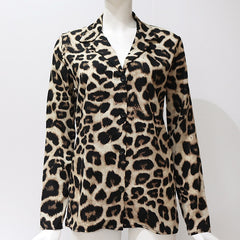 Lady Office Shirt Long Sleeve Sexy Leopard Print Blouse - Sheseelady