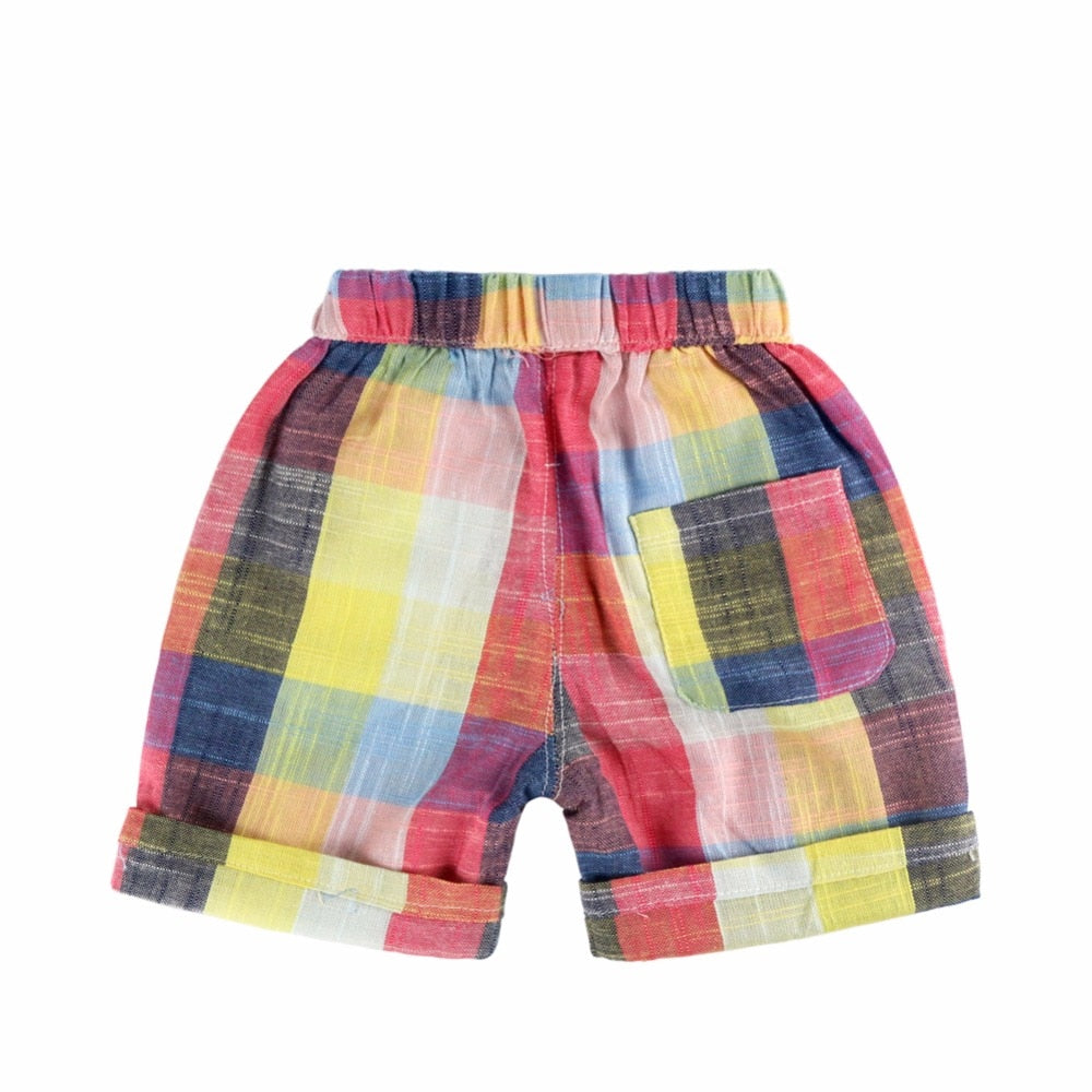 Colorful Plaid Baby Boy Shorts Rainbow Designer Kids Pants For Boys Summer Casual Boys Pants Children Clothing Short Garcon - Sheseelady