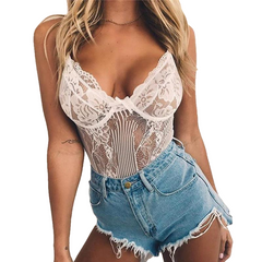 Black Bow Lace Bodysuit Women Backless Transparent Sexy Body Jumpsuit Rompers Catsuit Bodysuits Slim Overalls - Sheseelady