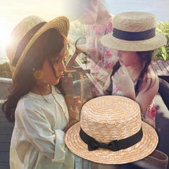 Cute Girls Straw Hat Bowknot Sun Hat 52-54Cm - Sheseelady