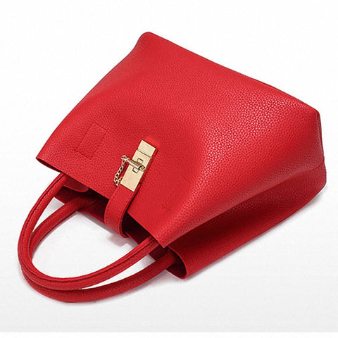 Vintage Trendy Ladies' Zippered Soft Leather Trapeze Handbags