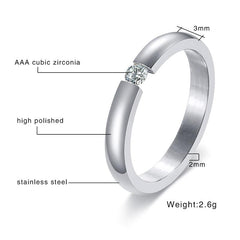 Engagement Ring For Women Stainless Steel Silver Gold Color Finger Girl Gift Us Size 5 6 7 8 9 10 - Sheseelady