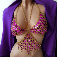 Crystal Rhinestones Flowers Pattern Body Chain - Sheseelady