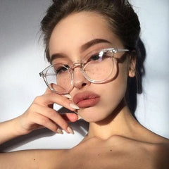 Fashion Transparent Round Glasses Clear Frame Women Spectacle Myopia Glasses Men Eyeglasses Frame Nerd Optical Frames Clear - Sheseelady