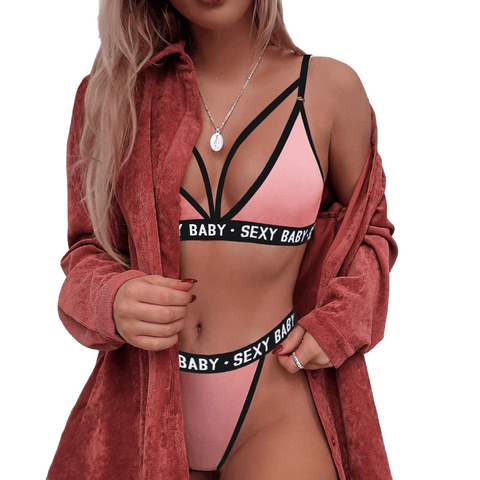 Fashion Women Letter Patchwork Sexy Lingerie Underwear G String Set Four Seasons Seamless Lenceria Mujer Sexual Life For Couples