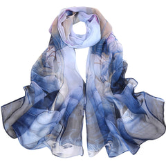 Fashion Women Lotus Flower Printing Retro Long Soft Wrap Scarf - Sheseelady