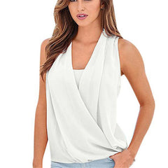 Casual Women Solid Sleeveless Blouses Shirts - Sheseelady