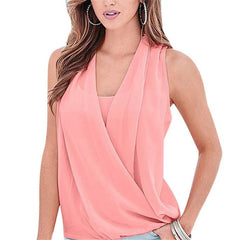 Casual Women Solid Sleeveless Blouses Shirts - Sheseelady