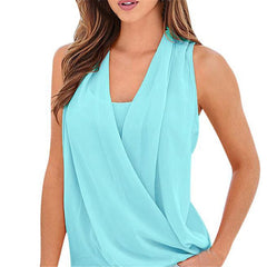 Casual Women Solid Sleeveless Blouses Shirts - Sheseelady