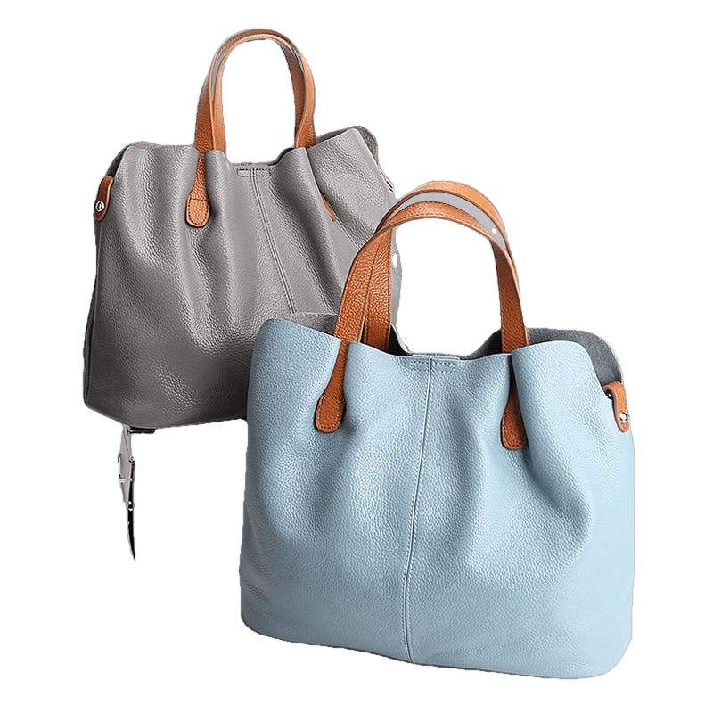 Genuine Leather Handbags Head Layer Cowhide Litchi Grain Women Handbags Fashion Portable Shoulder Messenger Bags Composite Bags - Sheseelady