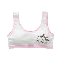 Comfortable Breathable Girls' Cartoon Pattern Cotton Underwear With Training Bra