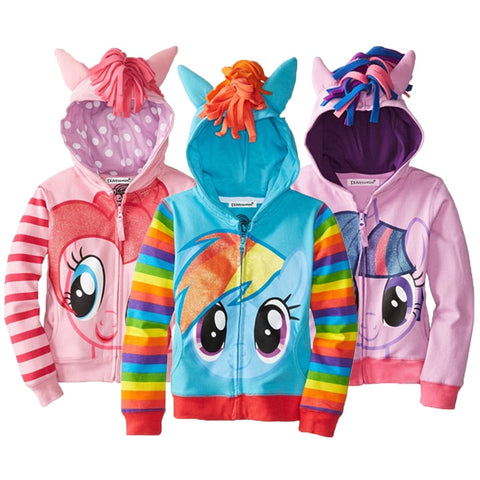 Pony Spring Casual Full Sleeve Hoodies Para Meninas Crianças