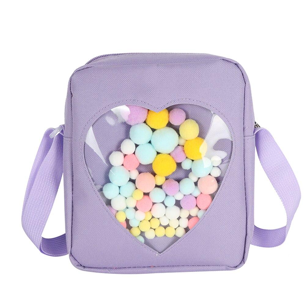 Casual Stylish Ladies' Oxford Cloth Crossbody Bag With Transparent Love Shape Solid Color