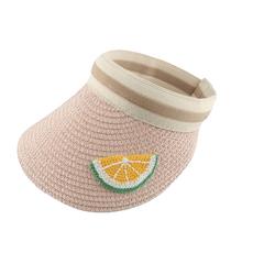 Children Cartoon Straw Hat Summer Hat For Kids Boys Girls Fruit Embroidery Sun Visor Hat Baby UV Protection Beach Hat