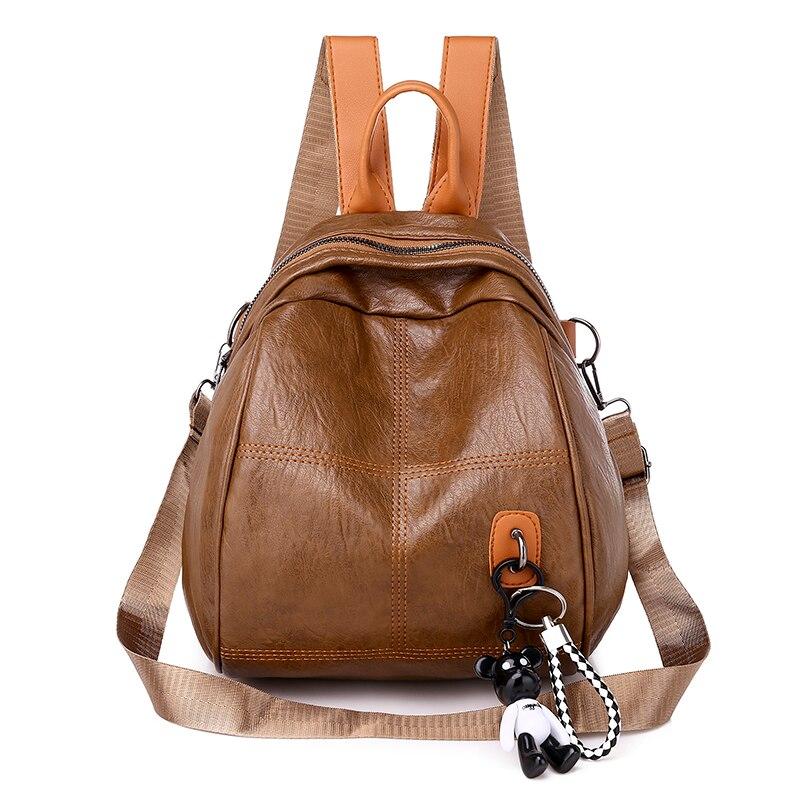 Multifunctional Waterproof Women's Zippered Nylon Backpack With Small Pendant