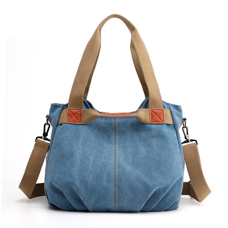Trendy Casual Ladies' Zippered Canvas Shoulder Bags